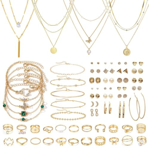 ZXTGBQ Schmuck Gold, Schmucksets für Damen, Goldschmuck Damen, Modeschmuck Schmuckset Gold, Schmucksets Goldschmucksets für Frauen, Schmuck Set für Geschenke Geburtstags Valentinstag