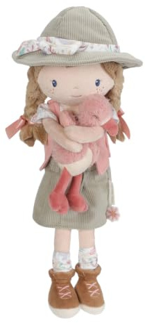 Little Dutch Weiche Stoffpuppe Kuschelpuppe - Ranger Rosa - mit Flamingo - 35 cm groß - für Mädchen ab 12 Monate - Safari Friends
