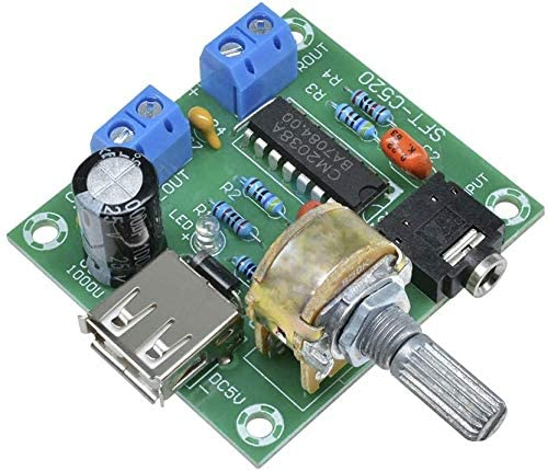 Winwill® PM2038 Amplificador de Audio estéreo 2X5W Bord 5V Alimentación USB Volumen Ajustable