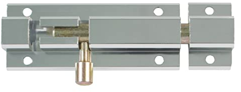 Amig - Goupille de suspension pour portes Mod.501 | Loquet de sécurité pour fermeture horizontale ou verticale | En aluminium avec finition argentée | Dimensions : 100 x 30 mm | Comprend des sangles