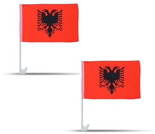 2er SET Auto Flagge Fahne WM Länder Fußball Fan Farbe: Albanien