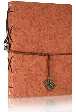 ThxMadam Orange Leder Fotoalbum Selbstgestalten Foto Buch Scrapbook Album Vintage Hochzeit Gästebuch Fotobuch 60 Schwarze Seiten für Weihnachten Geburtstag Jahrestag Geschenk für Mutter Frau Freundin