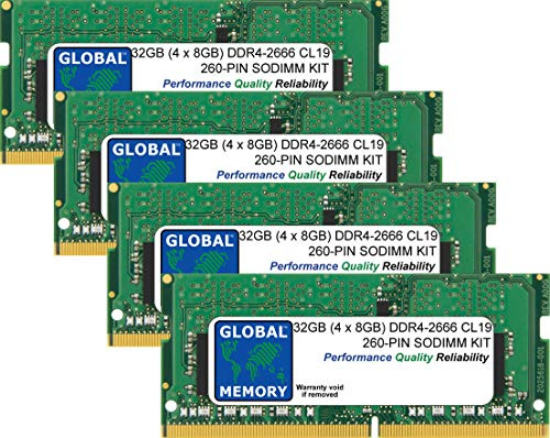 Kit di memoria RAM SODIMM da 32 GB (4 x 8 GB) DDR4 2666 MHz PC4-21300 260 PIN SODIMM compatibile con 27 RETINA 5K IMAC (2019/2020)