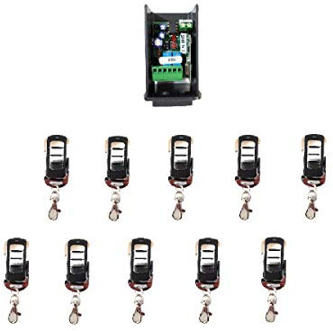 KIT RECEPTOR UNIVERSAL 2 CANALES + 10 MANDOS A DISTANCIA ROLLING CODE 433MHZ PARA PUERTAS AUTOMATICAS DE GARAJE O CUALQUIER APLICACIÓN DE CONTROL REMOTO