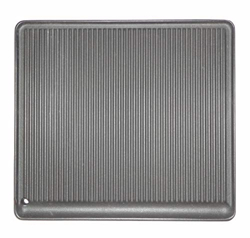 Piastra in ghisa professionale rigata smaltata vetrificata per alimenti con foro di scolo liquidi 440 x 398 mm. - Y8055