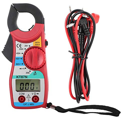 Akozon Medidor digital de pinza KT87N 600V / 450V DC/AC 20-400A Amperímetro Multímetro Digital Con pantalla LCD Cuenta 1999 Protección contra sobrecarga de indicación de batería baja