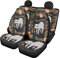 chaqlin Funny Sloth Print Autositzbezüge + Rückenlehnenbezug hinten + Sitzbezug hinten Autositzbezüge Komplettset mit 4 Teilen Niedliches Faultier Autozubehör, Universal-Passform, Schwarz