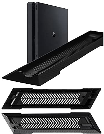 Gamer Gear PS4 Slim Edition Console Stand - Black Vertical Console Stand with Built-In Cooling Vents - PlayStation 4 Slim Stand with Anti-Slip Pads - Space Saving PlayStation Console Stand …