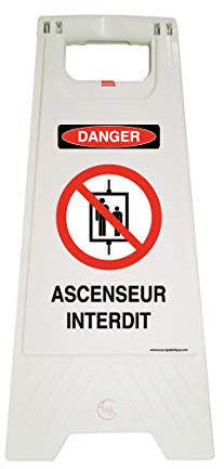 AUA SIGNALETIQUE - Chevalet signalisation - Poids 1KG en Plastique- (Ascenseur Interdit Danger)