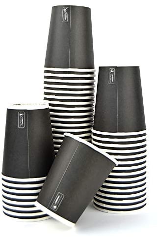 SDG PZ 100 Bicchiere Nero 9OZ (266 ML) in Carta Alto 9,5 X Diametro 7,5 Ideale per Bevande Calde Come Caffe, Cappuccino E TISANA