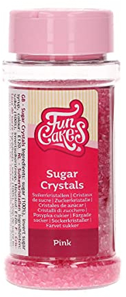 FunCakes colorés Sugar Crystals pour la Décoration de Gâteau, Rose, 80 g