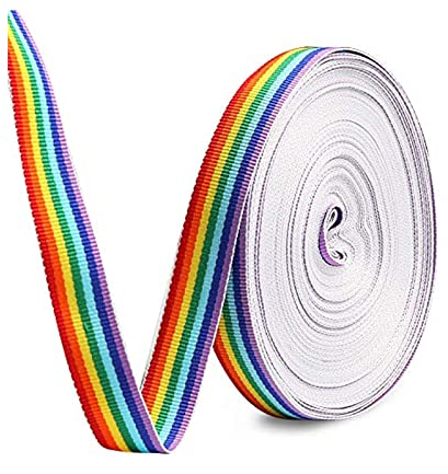 Regenbogen Band, Doppelseitige Regenbogen Bänder für DIY Handwerk Nähen Geschenk Verpackung (10M X 25MM)