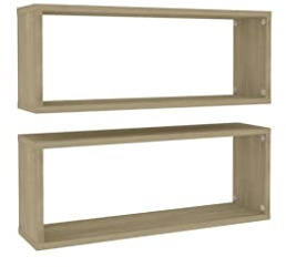 vidaXL 2X Würfelregal Wandregal Hängeregal Cube Lounge CD Regal Dekoregal Bücherregal Schweberegal Wandboard Regalwürfel Sonoma-Eiche 60x15x23cm Holzwerkstoff
