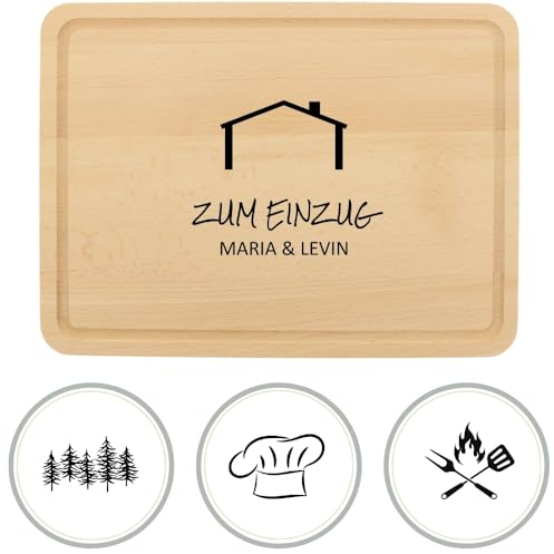 HOFMEISTER® Grillbrett Gravur Name Motiv - Schneidebrett aus Buchenholz - personalisiert mit Wunschgravur - Schneidbrett, Geschenk für Vater, für Männer, Vatertag, BBQ, Grillmeister - 30,5 cm