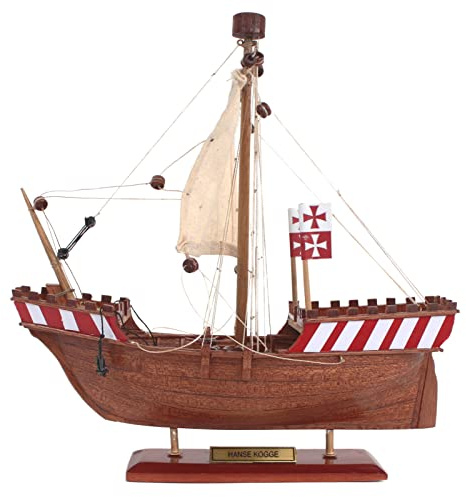 Büttner Sammler Edition Modellschiff Schiffsmodell Modellbau Holzmodell Standmodell klein zur Dekoration kein Bausatz Handelsschiff Hanse KOGGE 20cm