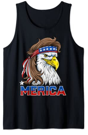 Merica Eagle Mullet 4th of July Men Women American Flag Gift Tank Top