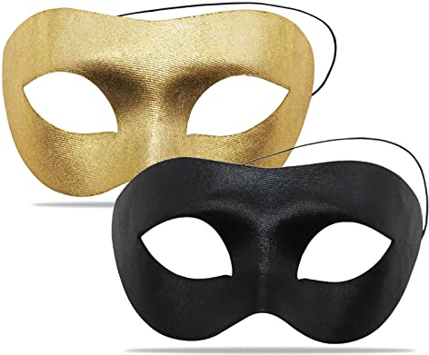 Maskerade Maske, Schwarz venezianische masken Klassisches goldene maske karneval maske Cosplay maskenball masken Mit elastischem Seil für Mann-Frauen-Paar (Schwarz+Gold)