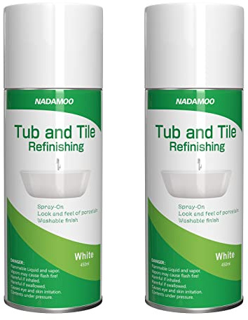 NADAMOO White Tub and Tile Spray Paint, DIY Refinishing Aerosol, 2 Can