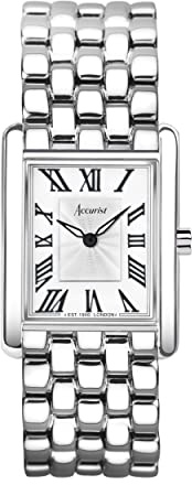 Accurist Rectangle Womens Analogue Watch 26mm dial Silver Stainless Steel | 30 Metres Water Resistance, dual-texture dial, Japanese quartz movement