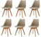 GrandCA HOME Pack de 6 Sillas de Comedor, Silla de Cocina con Patas de Madera de Haya, Sillas Tapizadas para Comedor, Salón y Cocina (Beige-6)