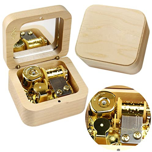 Sinzyo Beauty and The Beast Vintage Holz mechanische Spieluhr Weihnachten, Geburtstag, (Ahornholz Musical Note)