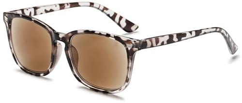 VEVESMUNDO Lesebrille mit Sonnenschutz Getönt Lesehilfe Sehhilfe Sonnenbrille Sonnenlesebrille mit sehstärke Damen Herren (+2.0, 1 Stück Grau Leopard Sonnenlesebrille)