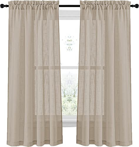 HOME ZEN HOUSEHOLD LINEN COPPIA TENDE BOUCLÈ EFFETTO LINO TINTA UNITA SEMITRASPARENTE CON PASSANTE (60x150 cm, TORTORA)