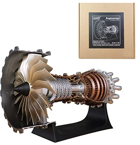 GEST Flugzeug Turbofan Motor Modell Bausatz für Erwachsene, 1/20 Turbofan Trent 900 Metall Motor DIY Montage Motor Mechanische Physikalische Experiment Spielzeug (150+Stück)