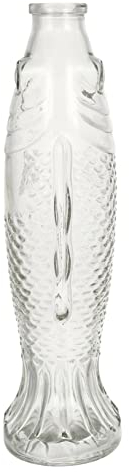 WOONEKY Bouteille Verre Délicate de Poisson Bouteille Décorative pour Fleurs Vase Artistique pour Centre de Table avec Bouchon Design Moderne et Minimaliste