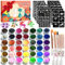 jingyuanli Glitzer Tattoo Set Kinder - 42 Farben Temporäre Glitzertattoos für Mädchen, 228 Schablonen, 8 Pinsel, 233 Strasssteine,3 Kleber, Fasching Glitzer Make-up-Kit,für Mädchen ab 3 Jahren