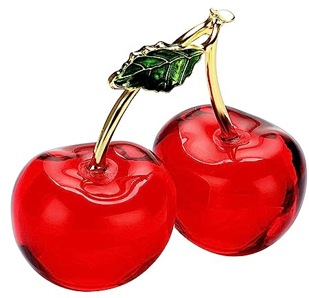 Warmhm Doppelkirsche Skulptur Kristall Kunstobst Ornamente Lebensechte Kirschen Miniatur Glaskirschen Diy Bastelornamente FüR Tischdeko