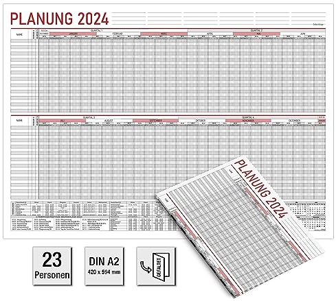 TOBJA Urlaubsplaner 2026 Mitarbeiter - DIN A2 [59,4 x 42 cm] Urlaubskalender Dienstplan Kalender | Für die Urlaubsplanung 2026 mit Jahresübersicht 2026 und Ferienkalender