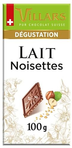 VILLARS - tablette dégustation lait aux éclats de noisettes 100g - Un Article