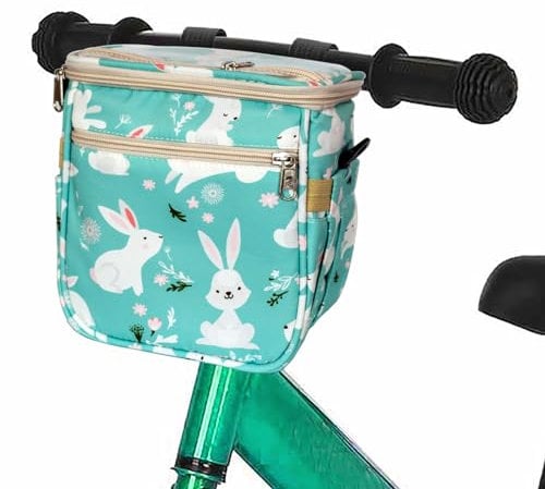 Zkixuiwi Kinder-Fahrradkorb, Fahrrad-Lenkertasche, Organizer, Kinder-Vorderrad-Dekoration, Zubehör für Mädchen und Jungen, Kinder-Fahrradtasche passt für Laufrad, Dreirad, Roller (Hase)