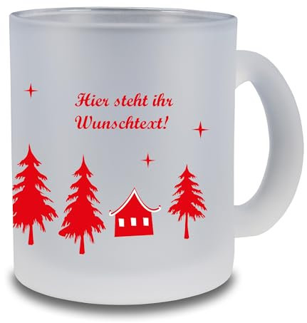 Kiwistar Tasse satiniert Glas - Christmas Wald - individuell personalisiert mit Wunschtext bedruckt - Texttasse selbst gestalten - Tassen selber personalisieren - Spruch - Geschenk - Motivtasse