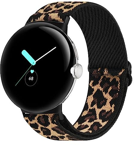 Oumida Bracelet Compatible avec Google Pixel Watch 2/1 - Réglable et Confortable, Bracelet de Sport en Nylon Élastique, Imprimé Léopard