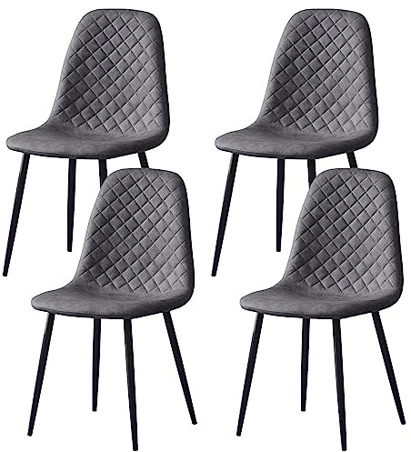 JYMTOM Esszimmerstühle Wohnzimmerstuhl Sessel mit Rückenlehne Sessel Stuhl Scandinavian Vintage Künstlich aus Kunstleder mit Stahlbeinen in Schwarz (4, PU grau)