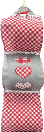 PORTAROTOLO 3 ROTOLI CARTA IGENICA IN TESSUTO EFFETTO LINO RICAMATO (SHABBY CHIC CUORI)