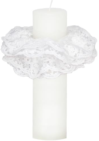 Tropfschutz Kommunionkerze, Tropfenfänger für Kerzen mit Durchmesser 4-5 cm, Weiß Kerzenrock tropfschutz für Taufkerze oder Kommunionkerze