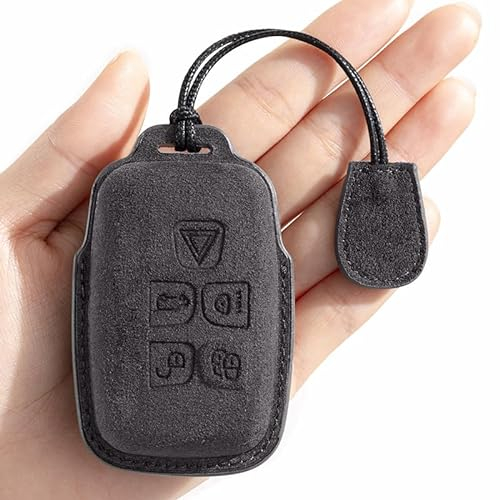 Schlüsselanhänger Halter Schutz kompatibel mit Land Rover Remote Fob, Leder-Schlüsselanhänger für Land Rover LR4 Range Rover Sport Evoque Jaguar XF XJ XJL F-pace 5-Knopf-Schlüsselanhänger