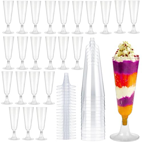 FePen Sektgläser Plastik 50 Stück, Transparente Kunststoff Sektgläser, Wiederverwendbar Für Hochzeiten, Partys, Bälle, Geburtstage, Abendessen