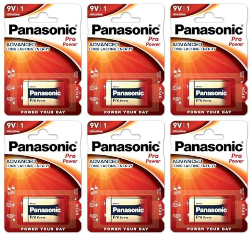 PANASONIC Pack of 6 Blister Packs of 1 Alkaline Battery Pro Power Gold 6LR61 9V