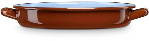 briebe Cacerola Baja Inducción 30 cm, Cazuela 3,3 L Fuente Acero Esmaltado Vitrificado, Apta Vitrocerámica, Fuego, Gas, Horno, Restaurantes/Hogar, Terra Vintage Marrón Teja