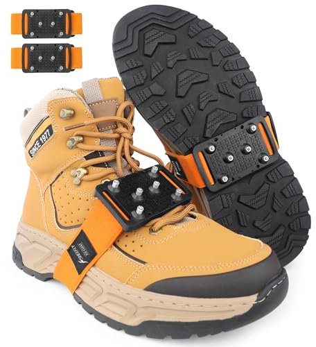 SHEEFLY Crampons,Upgraded Mid-Sole Microspikes-Easily Rotate Ice Grips for Shoes and Boots with Adjustable Straps,Snow Grips Ice Traction Cleat for Women Men Kids Perfect for Walking Indoor/Outdoor