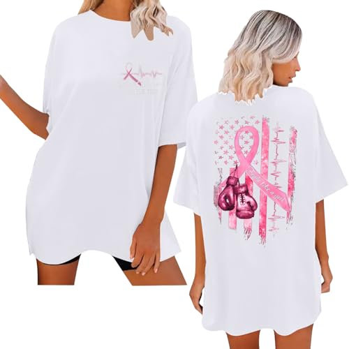 NaLatia Tous Contre Le Cancer Du Sein Octobre Rose 2024 T-Shirt (01 Blanc, XL)