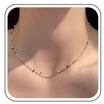 Aneneiceera Bohemia Bunte Kristall Choker Halskette - Regenbogen Samen Perlen Multi Farbe Strass Winzige Farbige Perle Kragen Schmuck Für Frauen