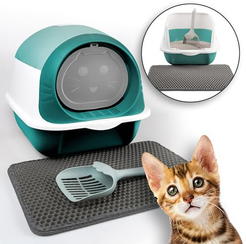 LINUMA® Arenero Gato, Arenero Gatos, Caixa De Areia para Gatos, Arenero para Gatos, Arenero Gato Grande, Arenero Cerrado para Gatos, Arenero Gatos Autolimpiable, Desodorizador Gatos Arenero, Cat