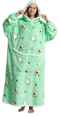 Kawoja Extra Lange Kuscheldecke Hoodie – Oversize Deckenpullover mit Kapuze & großer Tasche, Warme Flauschige Hoodie Decke für Damen & Herren, Mutter, Papa, Frauen Geschenk