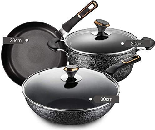 Home 7-Piece Hard Anodized Cookware Set, PFOA-Free Non-Stick Kitchen Pots and Pans Set - Compatible with Induction, Ceramic, Gas Electric,B