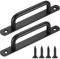 Black Stainless Steel Barn & Sliding Door Handles - Pack of 2 with Plate, for Barn Doors & Sliding Gates
